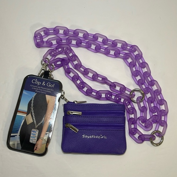 Brand New Save the Girls Clip & Go Purple Phone Crossbody - Picture 12 of 13
